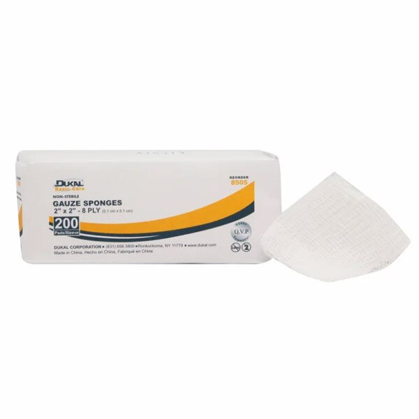 2x2 Cotton Gauze Sponge 8 Ply (200 Pack) MedStat